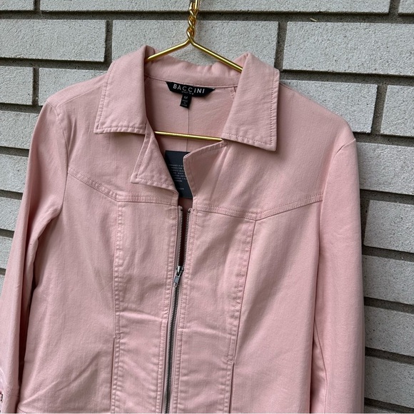 NWT Baccini Pink Moto Zip Jacket with Lace-Up Cuffs Size M Balletcore Coquette - Picture 2 of 12